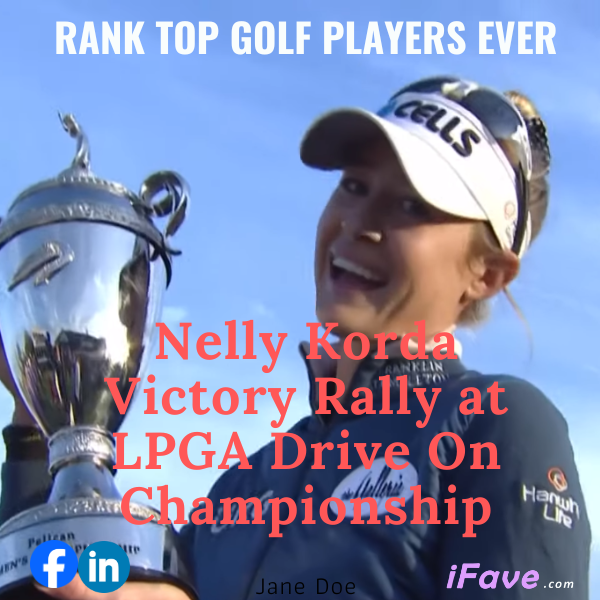 Image of Nelly Korda celebrating her dramatic victory at the LPGA
